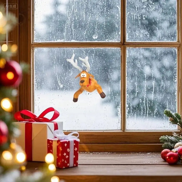 Crashing Santa/Reindeer Animated Funny Christmas Window Decorations